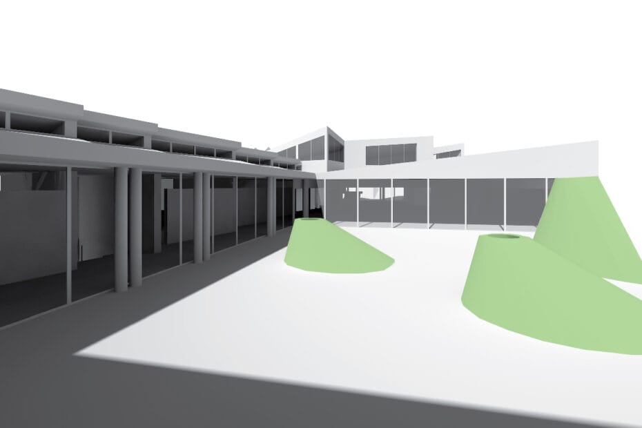 Modelado 3D de propuesta de colegio para concurso de arquitectura.