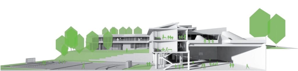 Modelado 3D del proyecto de colegio presentado al concurso.