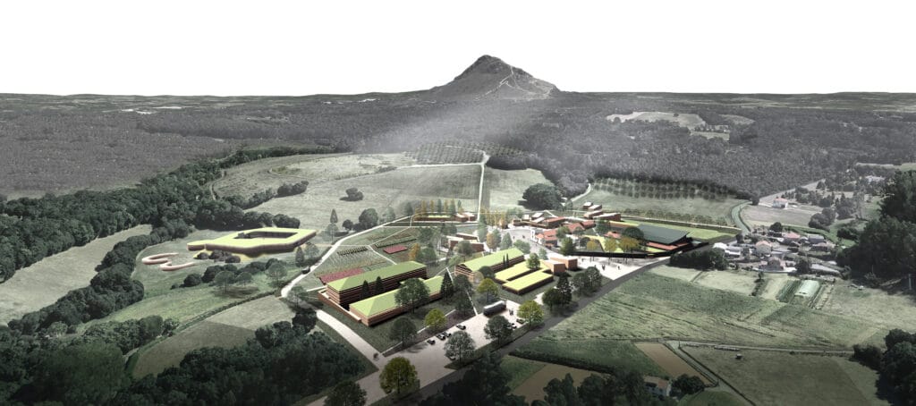 Modelado 3D de la propuesta para el concurso del Predio de Sergude para el futuro Centro de Promoción e Imagen de los Productos Agropecuarios y Forestales de Galicia